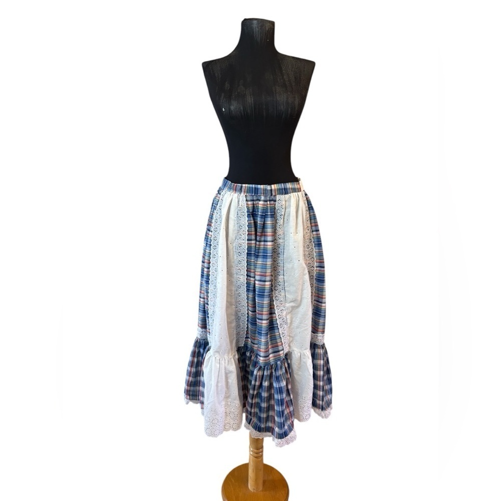 Vintage Striped White Prairie Circle Skirt - Picture 3 of 12